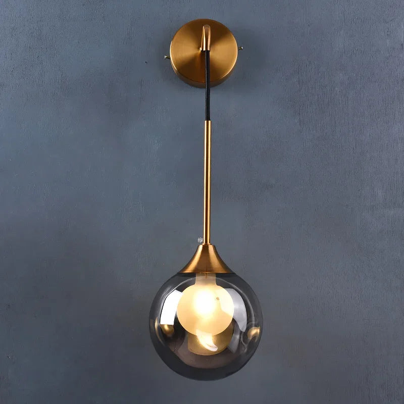 Modern LED Wall Lamp Glass Ball – Nordic Gold Sconce Light